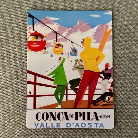 Italian Vintage Italy Ski Print Magnet - Picture 2 of 6